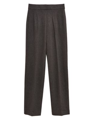 

Womens M&S Collection Jersey Houndstooth Straight Leg Trousers - Charcoal Mix, Charcoal Mix