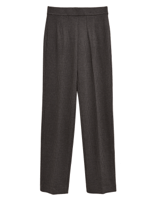 

Womens M&S Collection Jersey Houndstooth Straight Leg Trousers - Charcoal Mix, Charcoal Mix