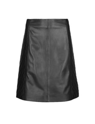 Leather Quilted A-Line Mini Skirt | M&S Collection | M&S
