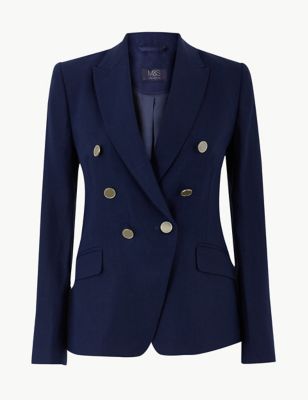 Pure Linen Double Breasted Blazer | M&S Collection | M&S