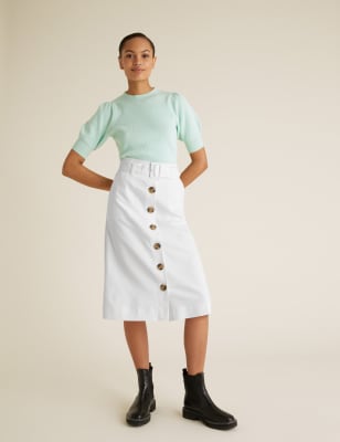 Button front a 2025 line midi skirt