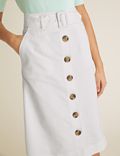 Button Front Midi A-Line Skirt