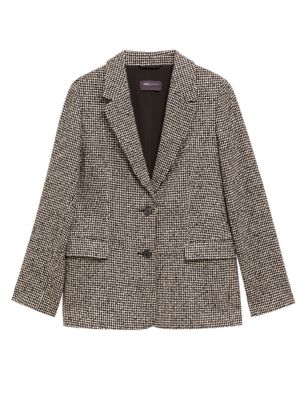 

Womens M&S Collection Tweed Relaxed Checked Blazer - Black Mix, Black Mix