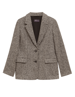 

Womens M&S Collection Tweed Relaxed Checked Blazer - Black Mix, Black Mix