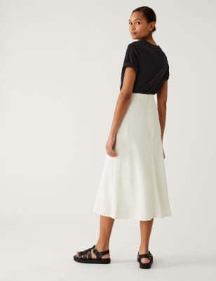 

Womens M&S Collection Satin Crepe Midaxi Circle Skirt - Ivory, Ivory