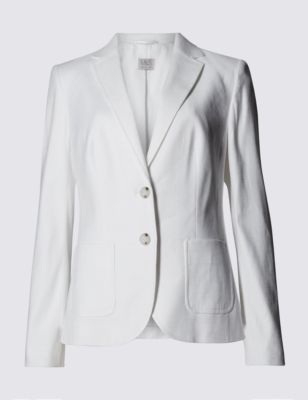 Linen Blend Peak Lapel 2 Button Blazer | M&S Collection | M&S
