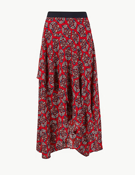 Floral Print Wrap Style Midi Skirt | M&S Collection | M&S