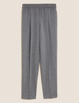M&S Womens Jersey Tapered Ankle Grazer Trousers