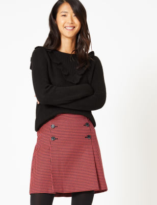 Minijupe &eacute;vas&eacute;e &agrave; imprim&eacute; pied-de-poule