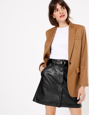 Minijupe &eacute;vas&eacute;e avec boutons sur le devant