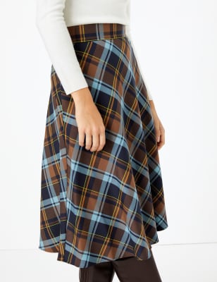 Women check deals skirt