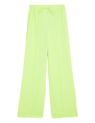 

Womens M&S Collection Crepe Drawstring Wide Leg Trousers - Soft Lime, Soft Lime