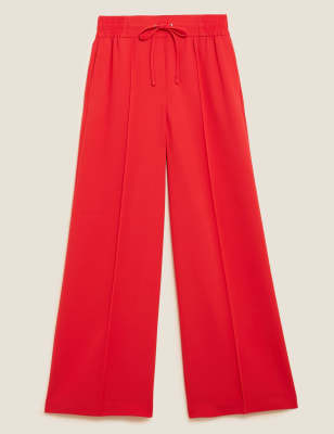 Crepe Drawstring Wide Leg Trousers | M&S Collection | M&S