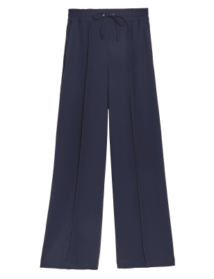 

Womens M&S Collection Crêpe-Hose mit weitem Bein und Kordelzug - Dark Navy, Dark Navy