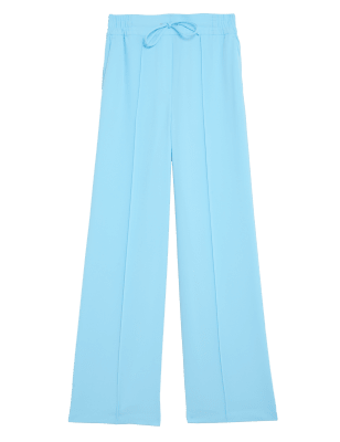 

Womens M&S Collection Crepe Drawstring Wide Leg Trousers - Bright Turquoise, Bright Turquoise