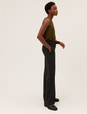 

M&S Collection Pantalón de pata ancha de crepé con cordón ajustableWomens - Black, Black