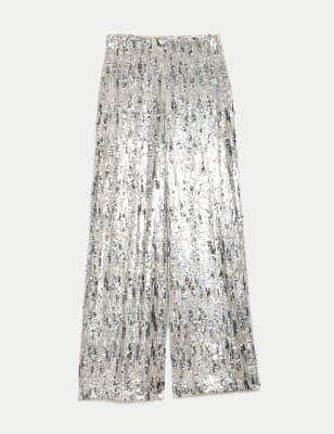 Sequin Elasticated Waist Wide Leg Trousers 3 of 6