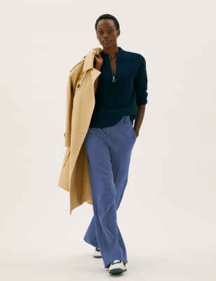 

Womens M&S Collection Wide Leg Trousers - Air Force Blue, Air Force Blue