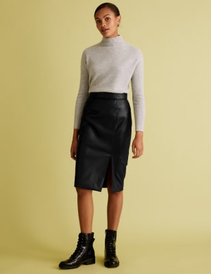 marks and spencer faux leather pencil skirt