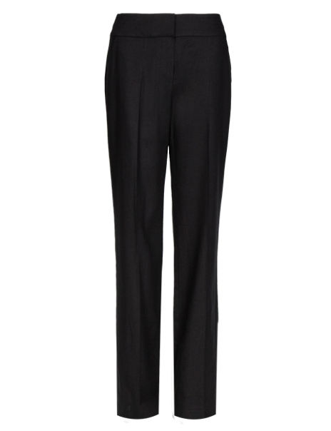 Linen Blend Wide Waistband Trousers | M&S Collection | M&S