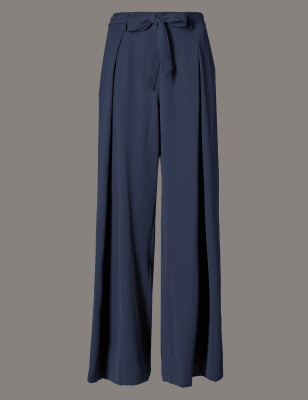 m&s wide leg elasticated waist trousers