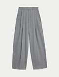 Pleat Front Relaxed Wide Leg Trousers