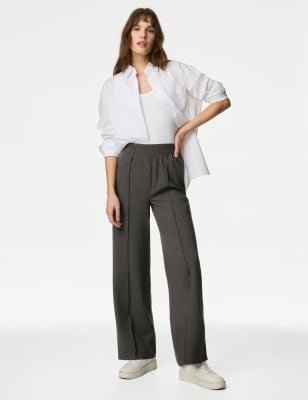 Marks And Spencer Womens M&S Collection Wide Leg Trousers - Charcoal