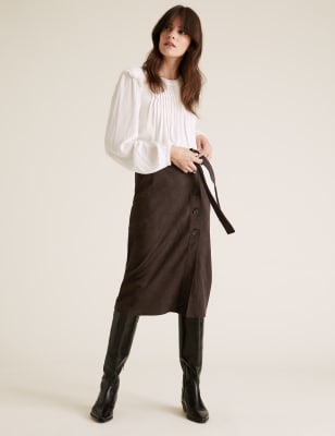 suedette midi skirt