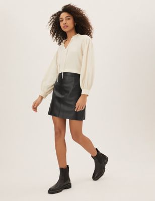 

Womens M&S Collection Faux Leather Croc Mini Skirt - Black, Black