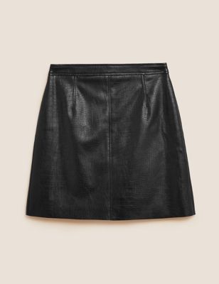 M&S Womens Faux Leather Croc Mini Skirt