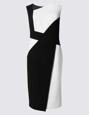 black and white colour block dress