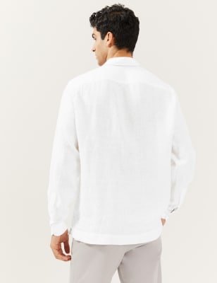 

JAEGER Mens Luxury Pure Linen Overshirt - White, White