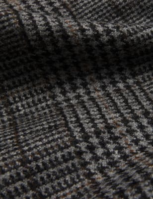 

JAEGER Mens British Wool Checked Double Breasted Coat - Grey Mix, Grey Mix