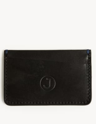 

JAEGER Mens British Luxury Leather Card Holder - Black, Black
