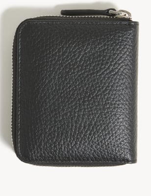

JAEGER Mens Premium Leather Textured Zip Wallet - Black, Black