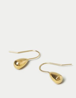 Womens Autograph Waterproof Stainless Steel Oval Drop Earrings - Gold, Gold