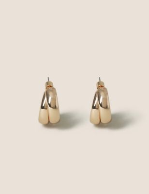 M&S Womens Chunky Hoop Earrings - Gold, Gold