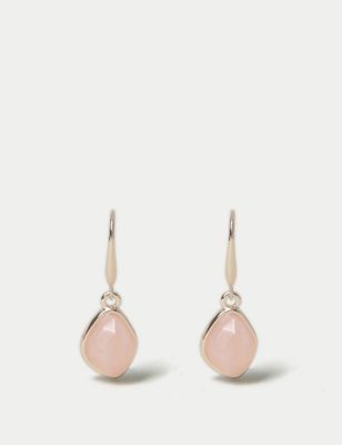 M&S Women's Rose Quartz Drop Earrings - Pink, Pink
