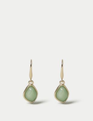 M&S Womens Jade Drop Earrings - Green, Green