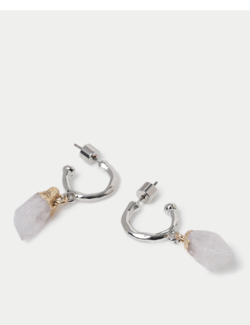 Rhodium Quartz Drop Earrings
