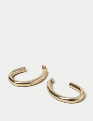 M&S Womens Gold Tone Bubble Hoop Earrings, Gold