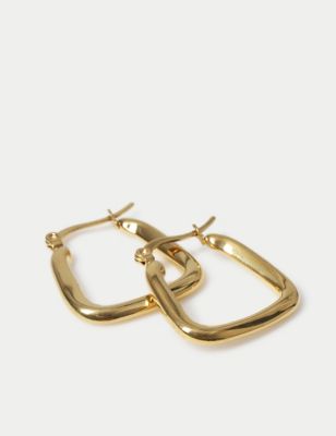 Women's Autograph Waterproof Stainless Steel Square Hoop Earrings - Gold, Gold