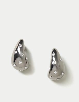 M&S Women's Gunmetal Tear Drop Stud Earrings, Gunmetal