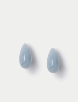 M&S Women's Enamel Tear Drop Stud Earrings - Blue, Blue