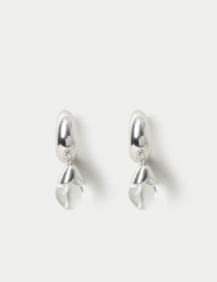 M&S Women's Silver Tone Acrylic Drop Earrings - Clear, Clear