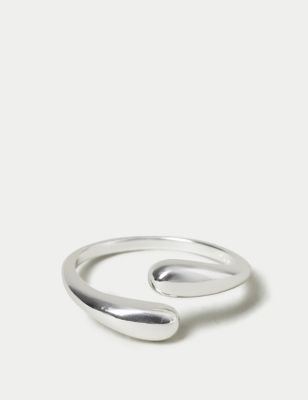 Womens Autograph Sterling Silver Twist Ring - S-M, Silver