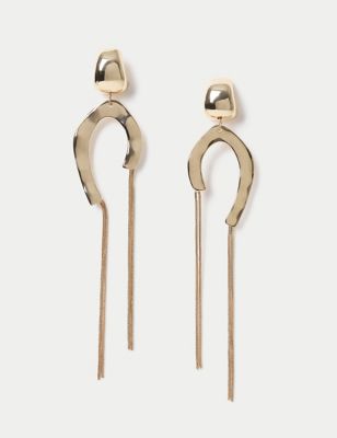 M&S Women's Gold Tone Tassel Statement Drop Earrings, Gold