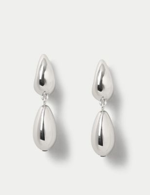 M&S Women's Silver Tone Bubble Drop Earrings, Silver