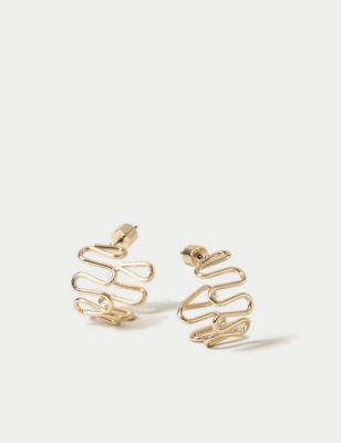 M&S Women's Gold Tone Wiggle Hoops, Gold