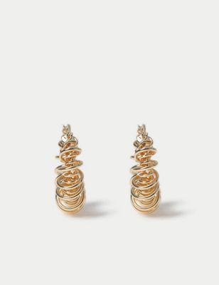 M&S Womens Gold Tone Coil Hoop Earrings, Gold
